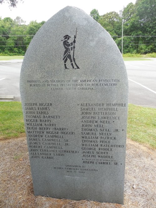 These names have not been recognized by NSDAR as Revolutionary War Patriots but records show that they served in the Revolutionary War and are buried in Bethel Cemetery.